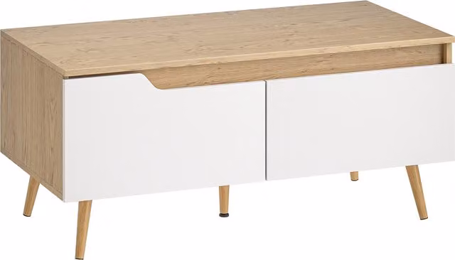 HOMCOM Tavolino da Salotto con 2 Cassetti Tavolino Basso per Soggiorno con Gambe in Legno di Pino 100x50x46cm Rovere   Aosom Italy