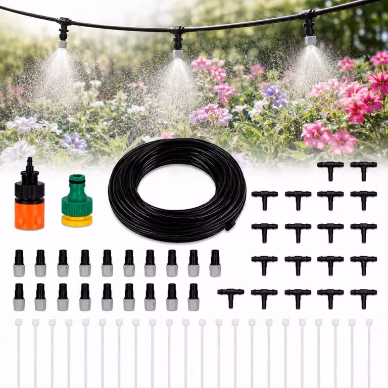 Sistema di nebulizzazione per giardino con tubo da 15 metri