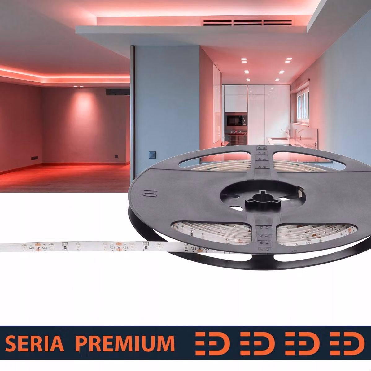 Striscia LED Prescot, colore rosso, 12V, 60 LED al metro, 5 metri, flessibile