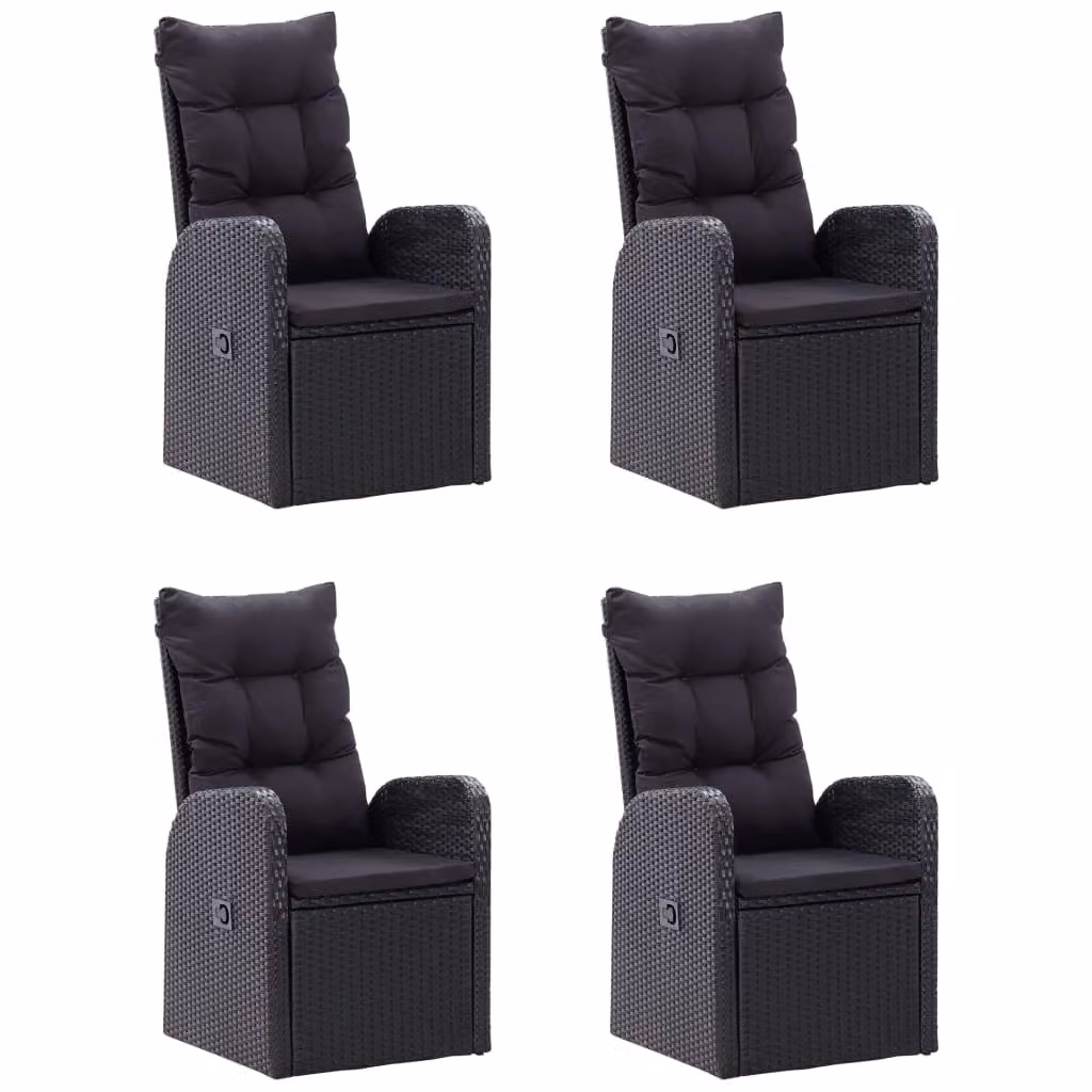 vidaXL Set da pranzo da giardino 5 pezzi nero