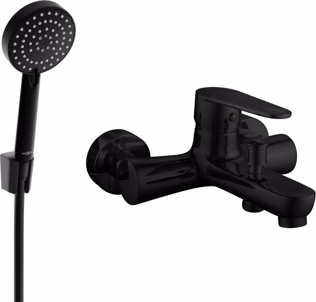 Mexen Kama R75 rubinetto da vasca con set doccia, nero - 7253R75-70