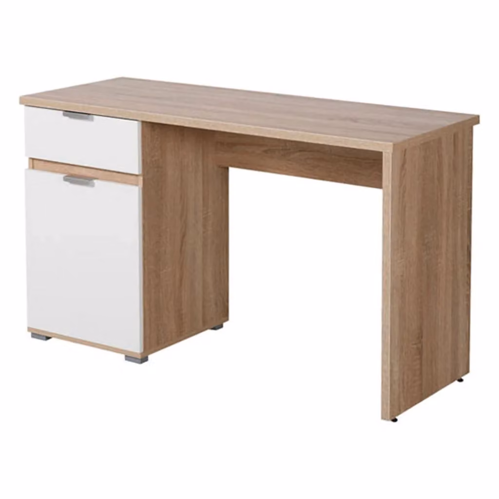 Scrivania moderna DMORA Petriano in legno color rovere e bianco, L: 130 cm, P: 50 cm, H: 75.5 cm – 2