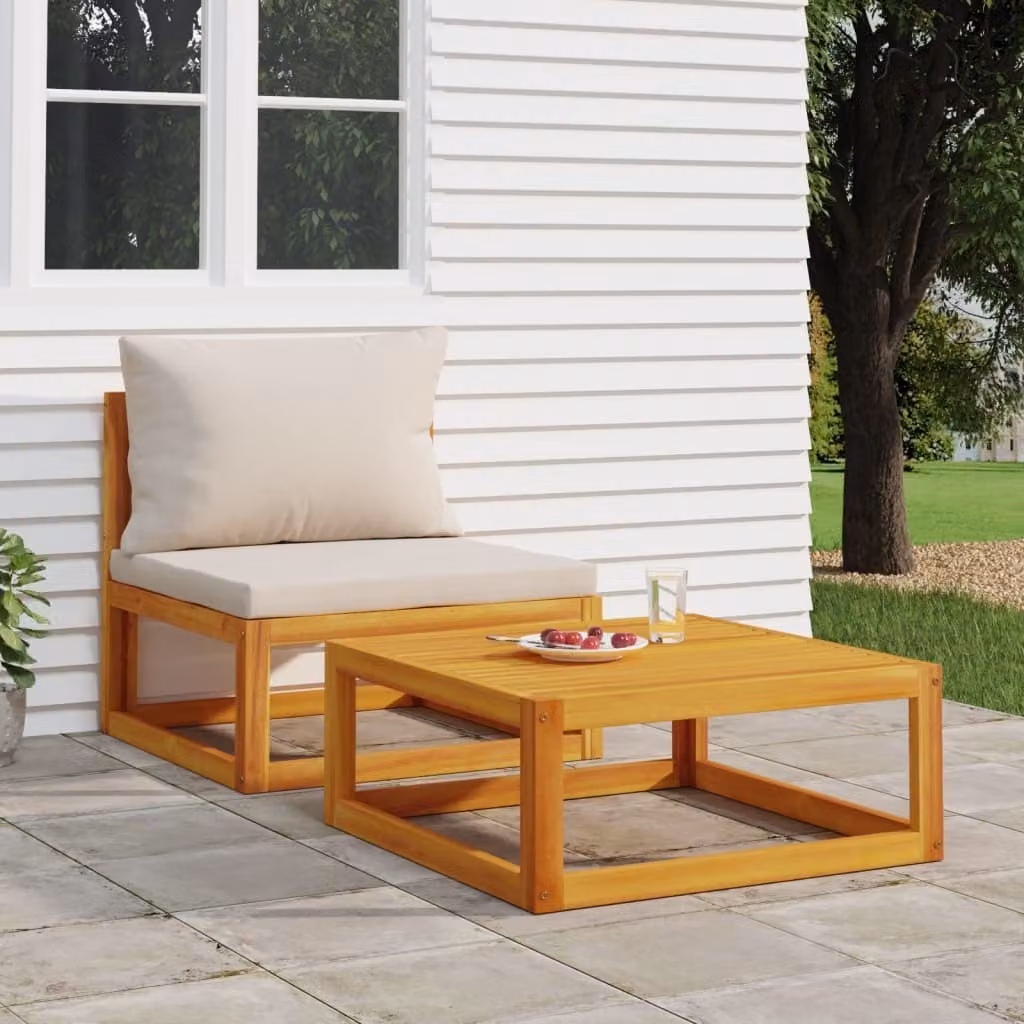 Maison Exclusive - Set divano da giardino 2 pezzi con cuscini in legno massello di acacia