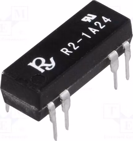 1x Relè: Contatto 1A max. 250VDC. Bobina: 24VDC 10VA, 268mW. Modello: R2-1A24, elettromagnetico