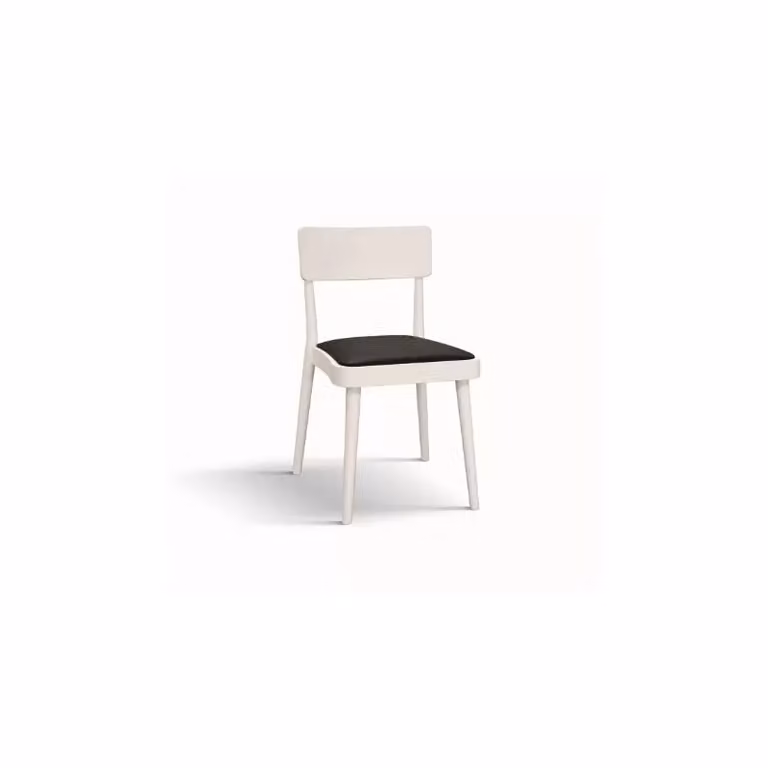 Set di 2 sedie moderne Mobili 2G in legno bianco con seduta in ecopelle nera L: 48 cm, P: 45,5 cm, H: 79 cm