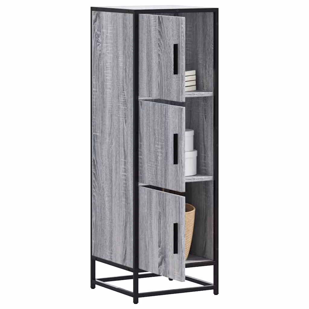 Credenza sospesa vidaXL in stile industriale in legno e metallo grigio con ripiani interni e ante con scaffale aperto