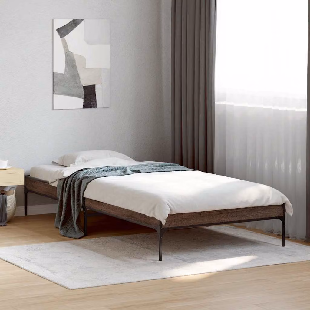vidaXL Giroletto Moderno in Rovere Marrone e Bianco con Listelli in Legno e Metallo L: 193 cm, P: 78 cm, H: 30 cm
