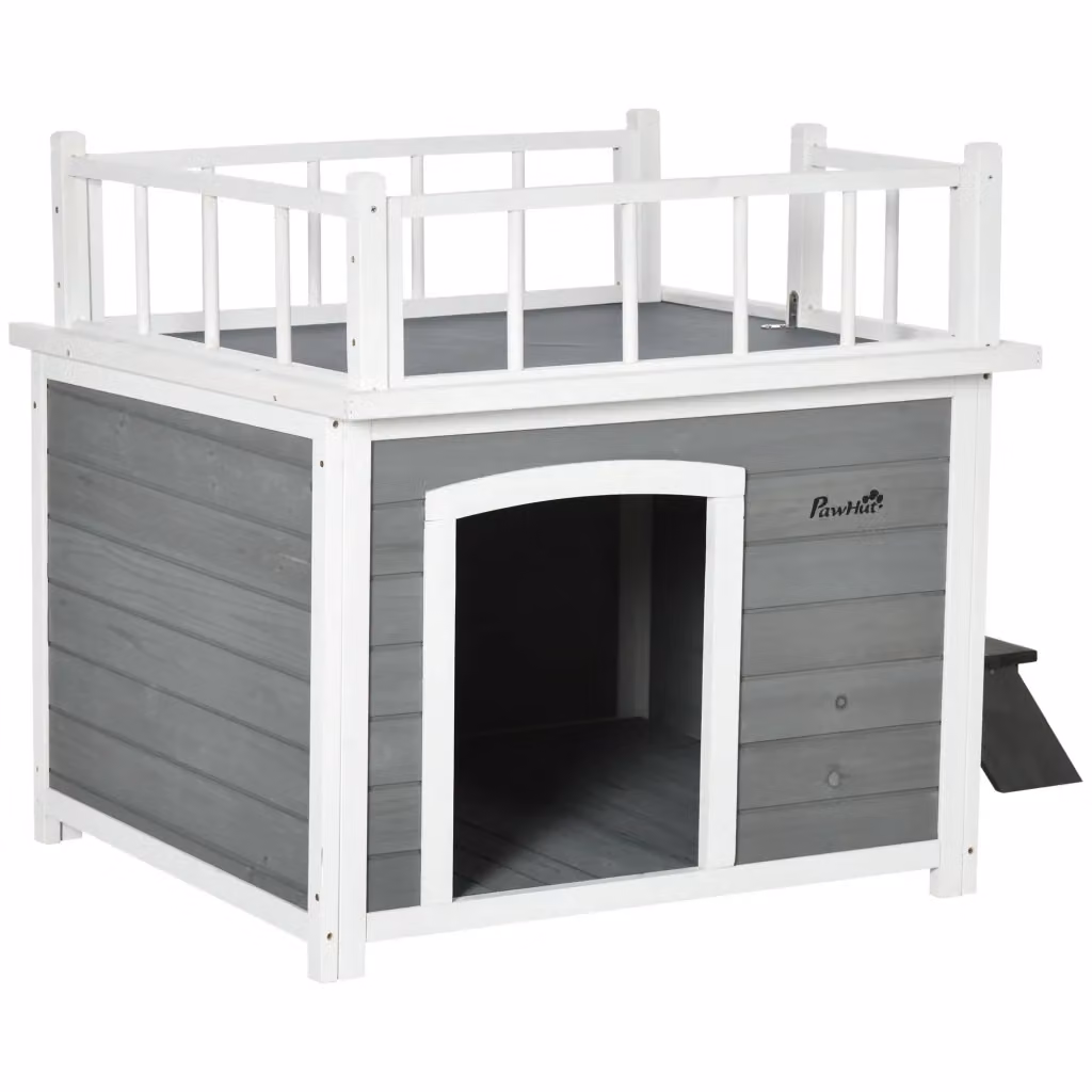 Casetta per cani Minimal in legno di abete colore grigio chiaro L: 121 cm, P: 77 cm, H: 78 cm – 2