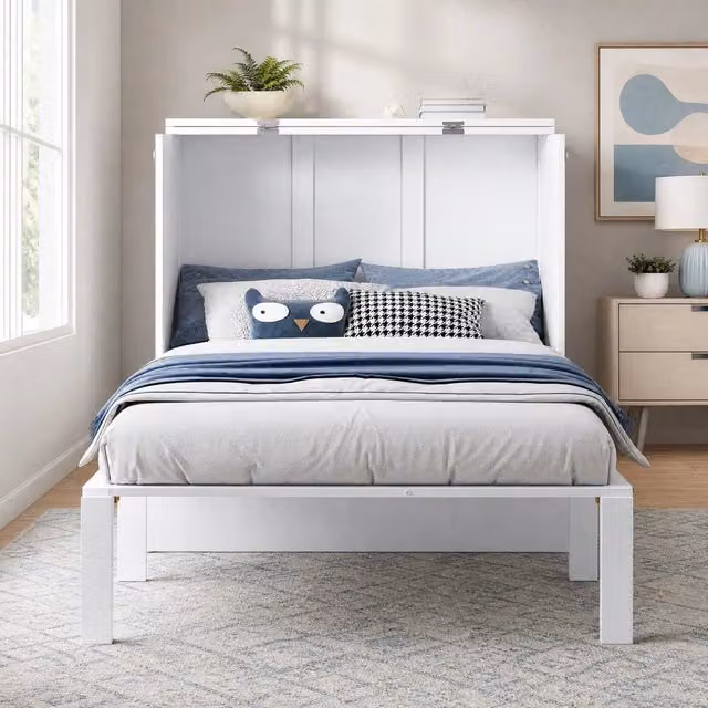Letto a ribalta verticale 90x200 cm in legno; bianco