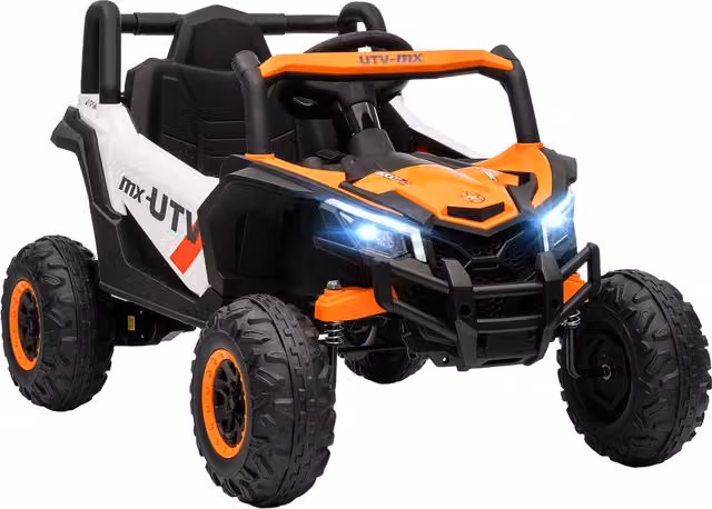 AIYAPLAY Auto Elettrica per Bambini con Telecomando, Luci a LED, Clacson e Porta USB, Arancione – 1