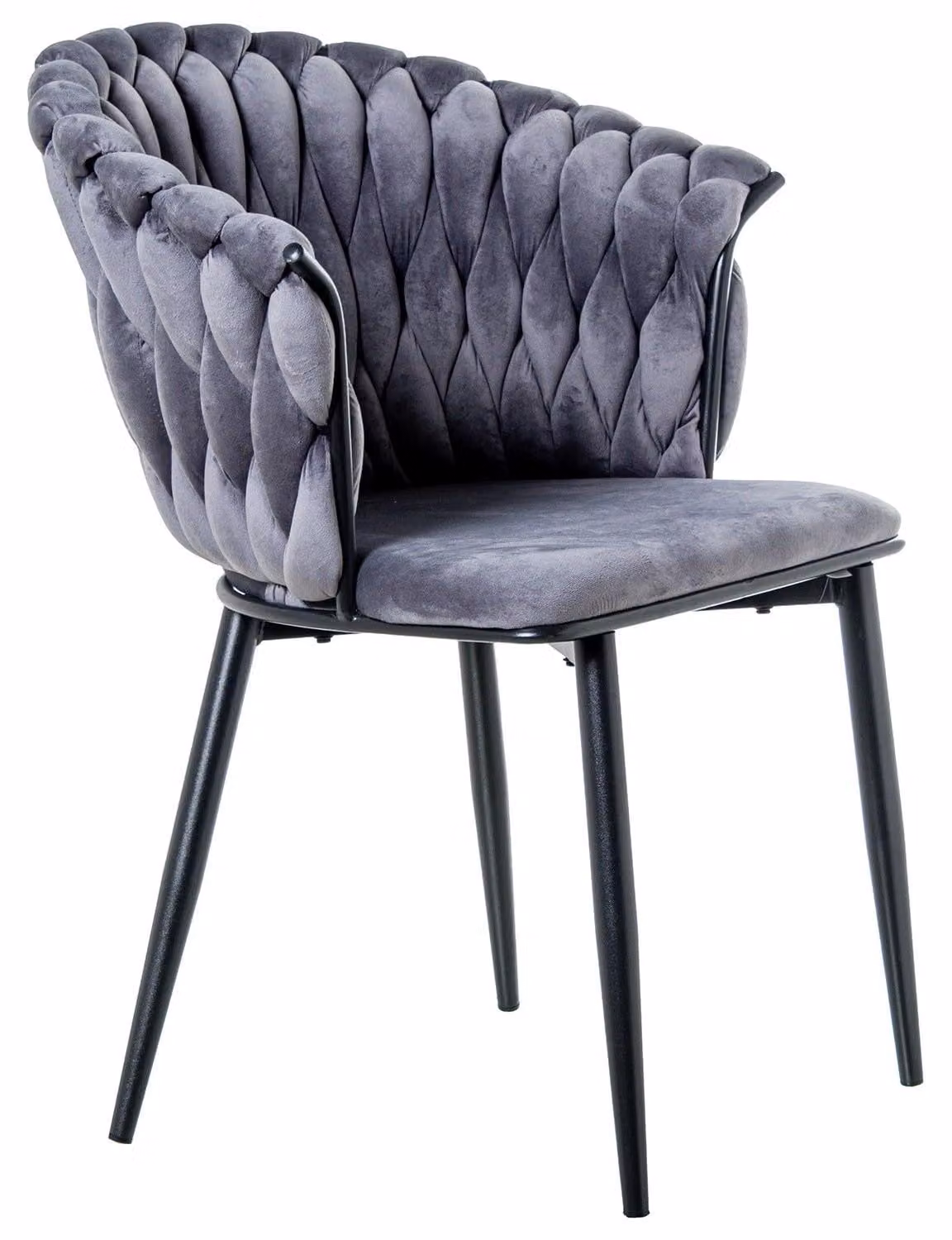 Set di 2 poltrone in velluto e metallo, grigio/nero, 61x68x82 cm