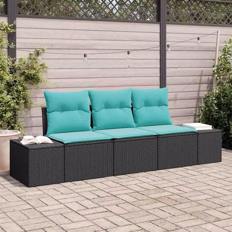 Maison Exclusive - Set di divani da salotto, 3 pezzi, colore nero [Materiale sintetico]: rattan sintetico