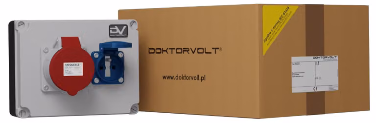 Quadro di distribuzione per edifici, modello WDD, 1 presa da 32A e 1 presa da 230V, marca Mennekes, serie Doktorvolt, codice prodotto 9658