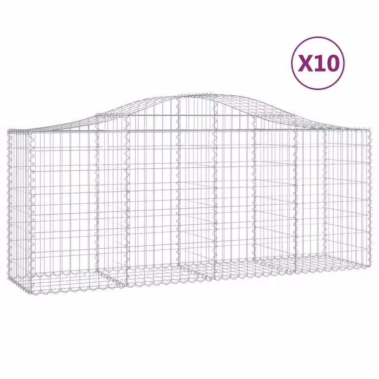 Cesti Gabbioni ad Arco 10 pz 200x50x80/100 cm Ferro Zincato