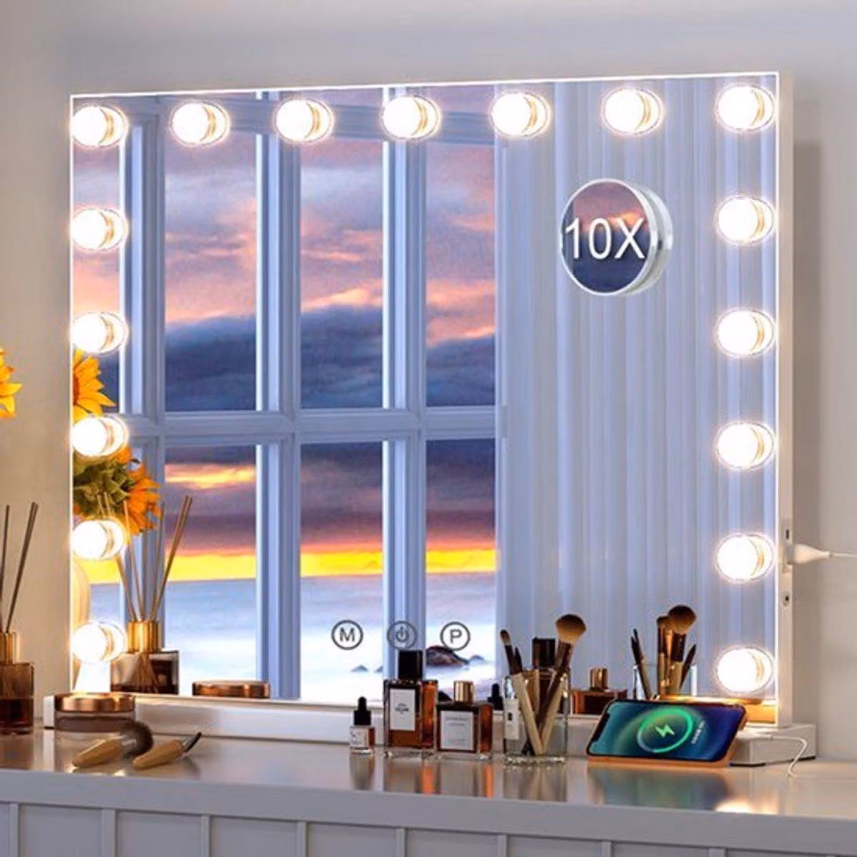 Specchio da trucco con illuminazione - 17 luci LED dimmerabili - Luce bianca - Modello da tavolo - Specchio per il trucco