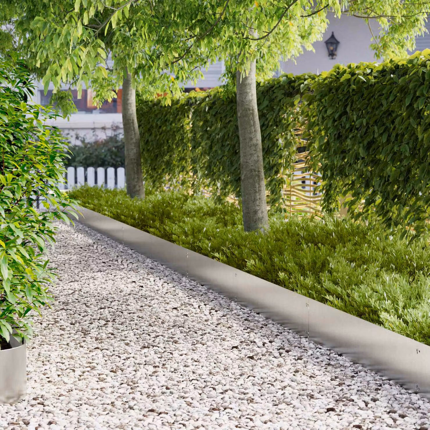 Set di 10 bordure per prato vidaXL in acciaio color argento, 103 x 25 cm