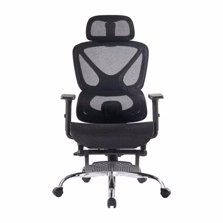 SevenComfort Sedia da ufficio ergonomica con poggiapiedi Braccioli 3D e poggiatesta Schienale regolabile Rivestimento in rete traspirante Nero
