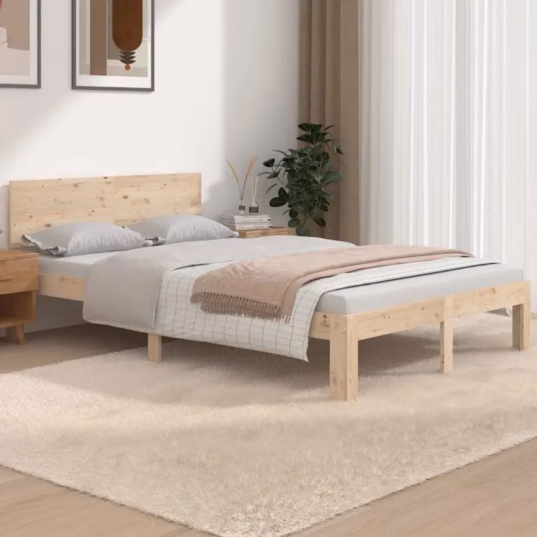 Giroletto vidaXL in legno massello di pino color marrone e beige con doghe fisse L/P/H: 120 x 200 x 69,5 cm