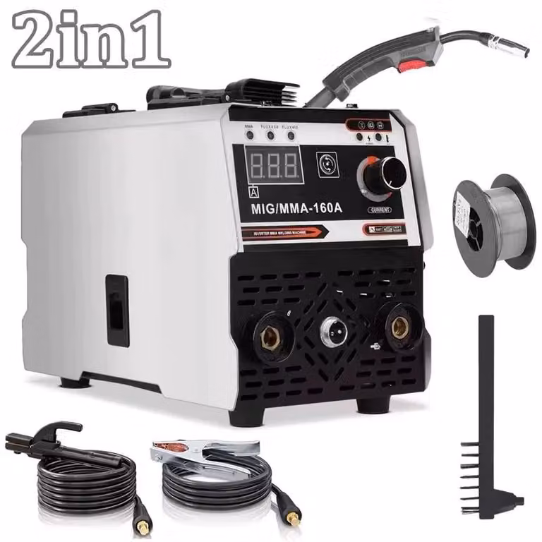 Saldatrice - MIG/MMA-160 - 160 A - Inverter IGBT - Senza gas - Portatile - 220 V