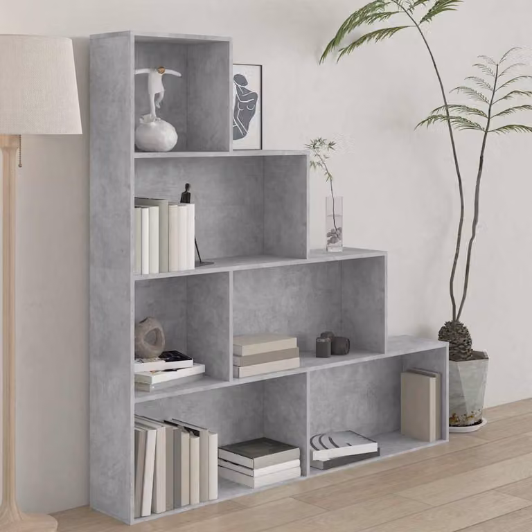 Libreria/Divisorio vidaXL Grigio Cemento in Legno Multistrato e MDF L: 155 cm, P: 24 cm, H: 160 cm