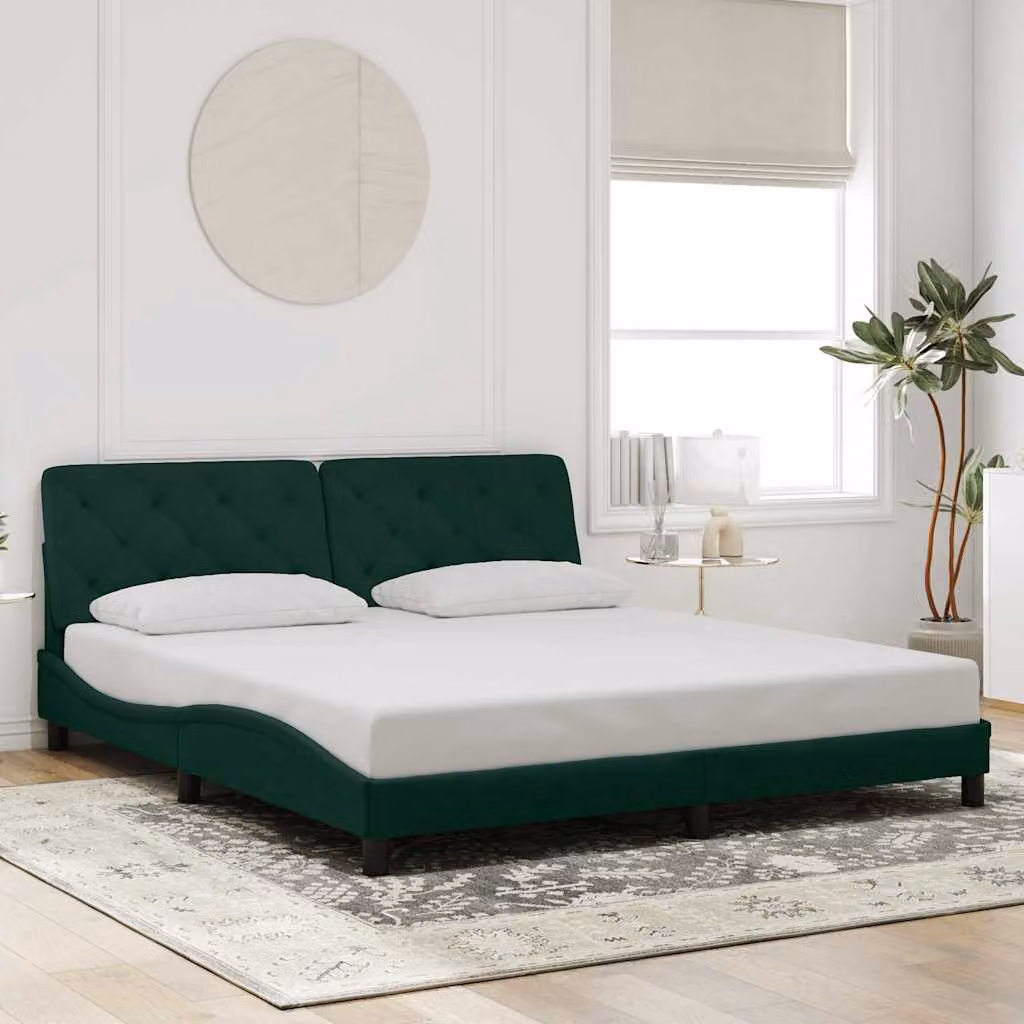 Giroletto senza materasso vidaXL in velluto verde scuro L: 180 cm, P: 200 cm – 1