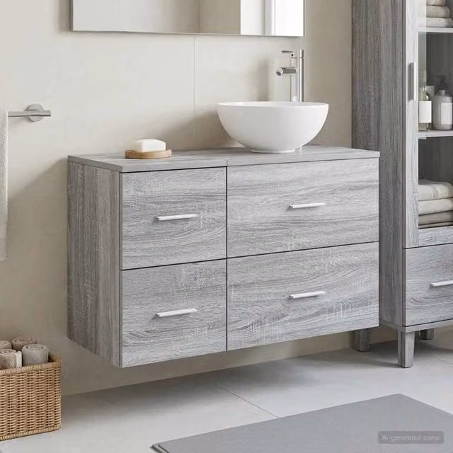 Set di mobili per il bagno 2 pz Sonoma grigio 3403957