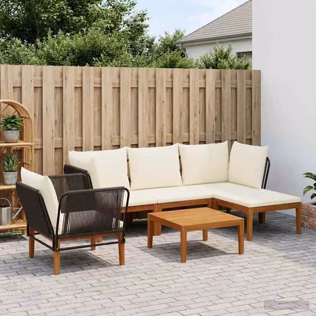Set di 6 sedie da giardino vidaXL in legno di acacia e corda naturale color beige e marrone