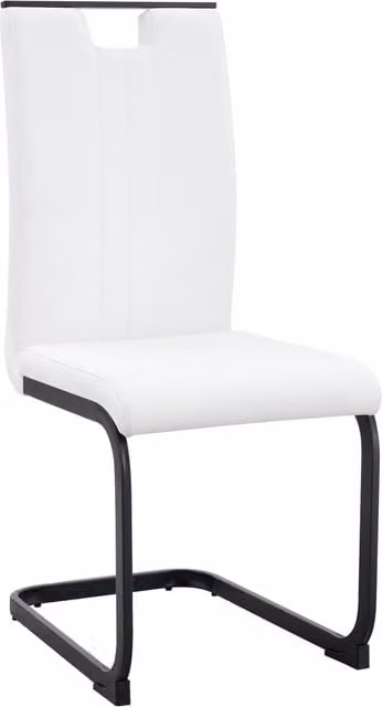 Sedia Chicfurn moderna in similpelle bianca con schienale ergonomico e piedini antiscivolo per sala da pranzo o ufficio in casa