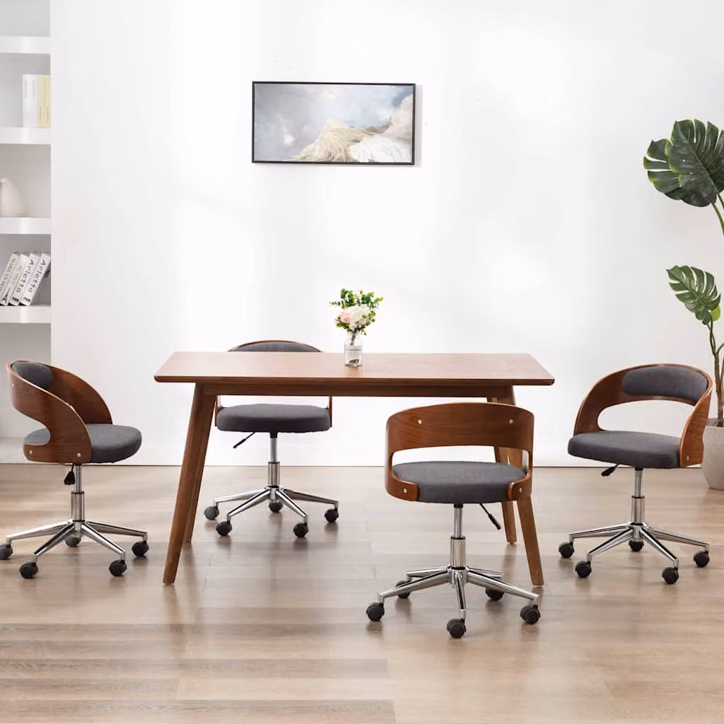 Set di 4 sedie da pranzo girevoli vidaXL in legno e tessuto grigio moderno