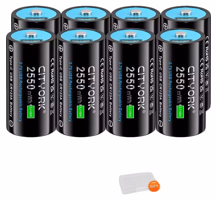 Batterie ricaricabili, capacità di 2550 mWh, compatibili con diversi dispositivi, confezione da 8 batterie