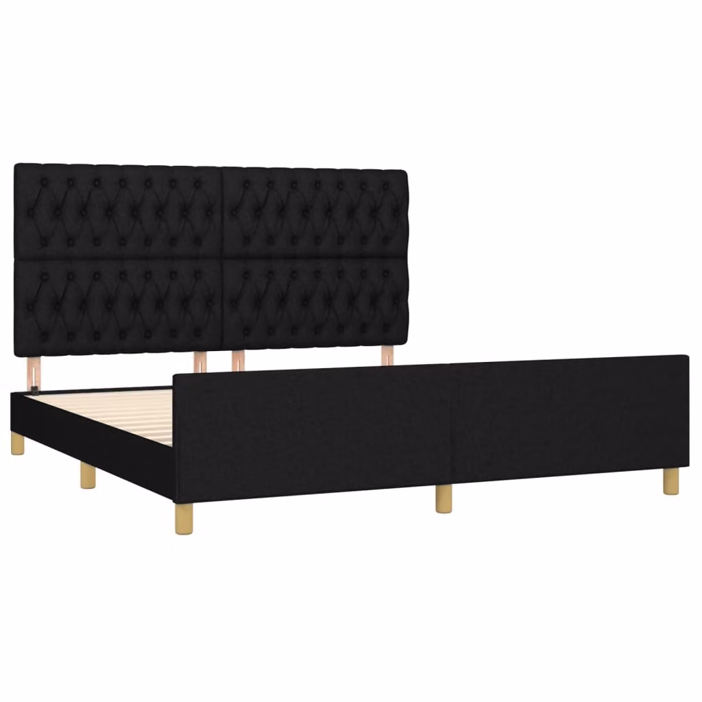 Giroletto senza Materasso Nero 180x200 cm in Tessuto