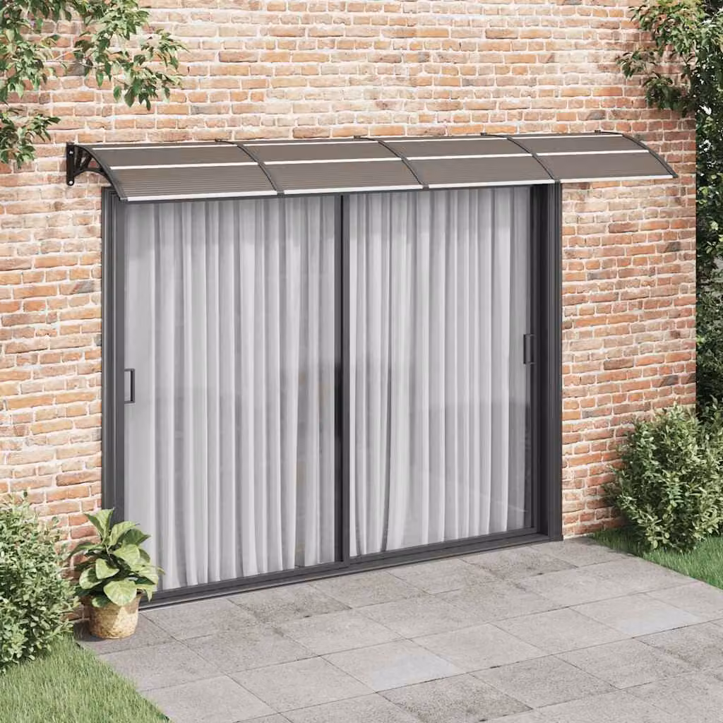 Pensilina per porta vidaXL in policarbonato e alluminio, colore nero, L: 350 cm x P: 100 cm