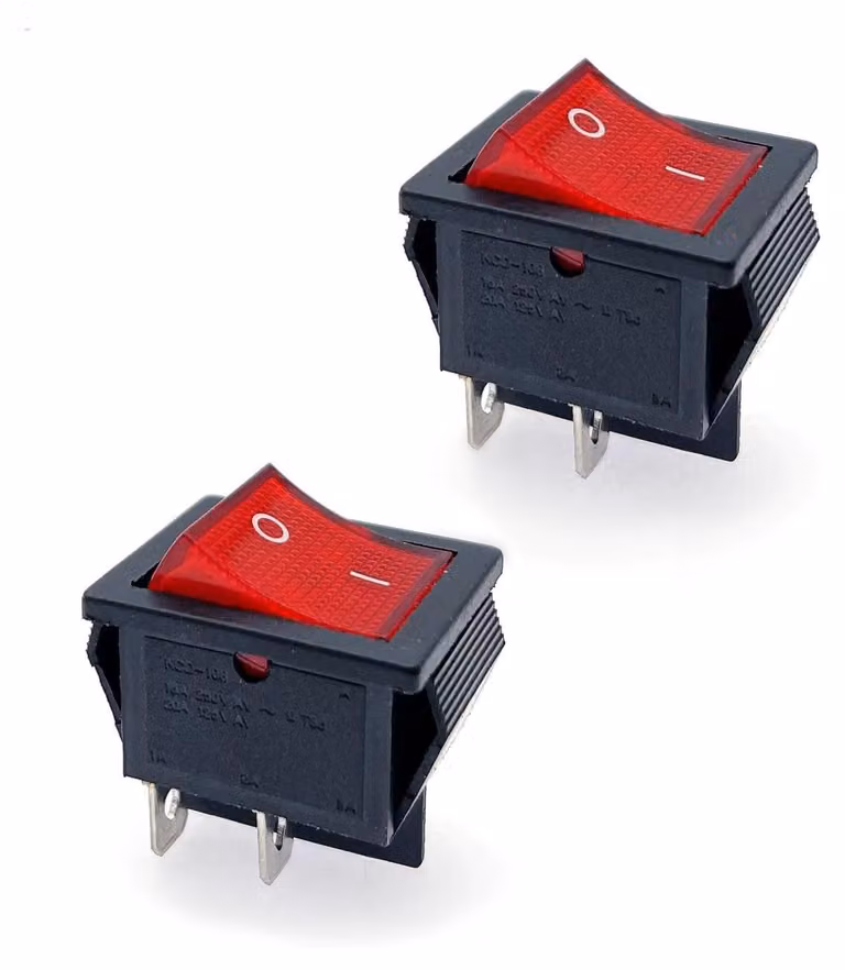 Interruttore a levetta ON/OFF, 16A, 250V, con indicatore LED rosso, 4 poli, DPST