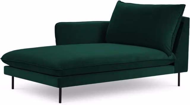 Chaise longue sinistra Vienna di Cosmopolitan Design in velluto verde bottiglia L/P/H: 130 x 95 x 95 cm