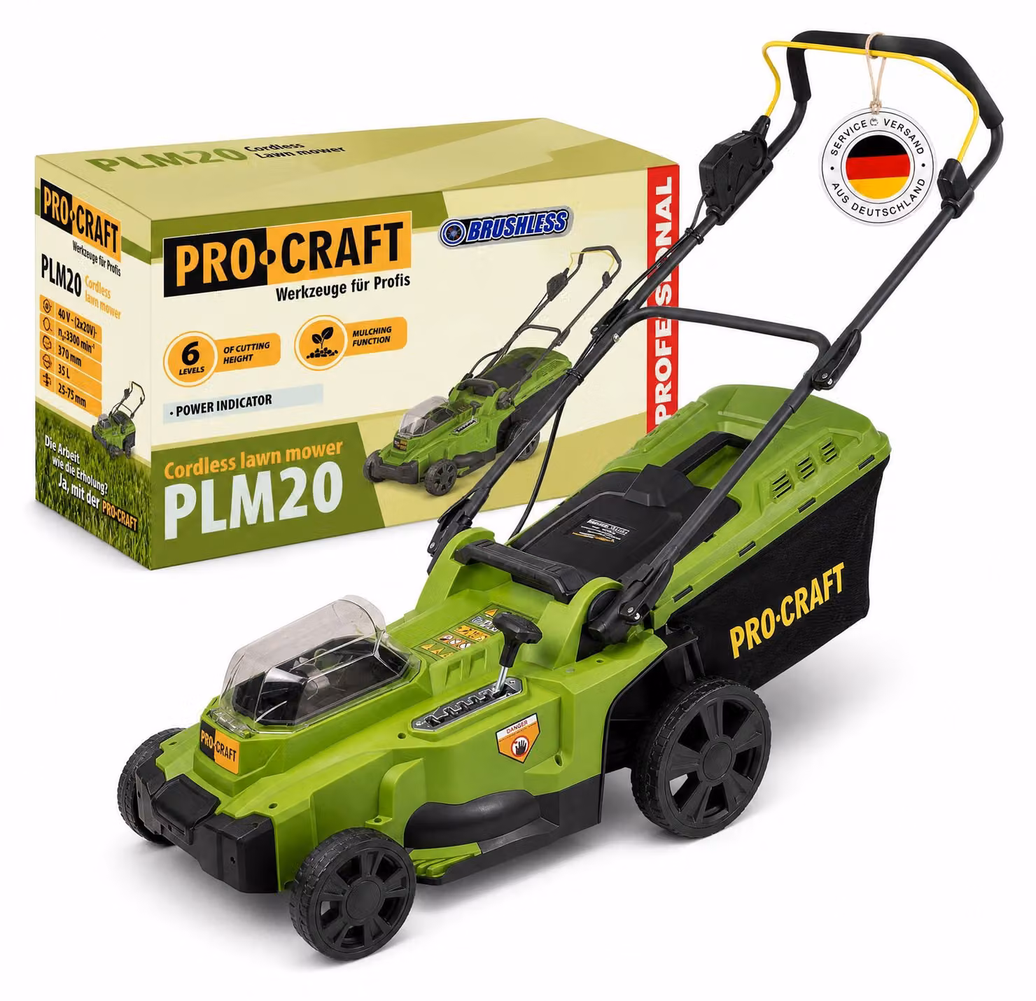 Tagliaerba Accugrass 40 V (2 x 20 V) da 370 mm, motore brushless, modello "Solo" (senza batteria)
