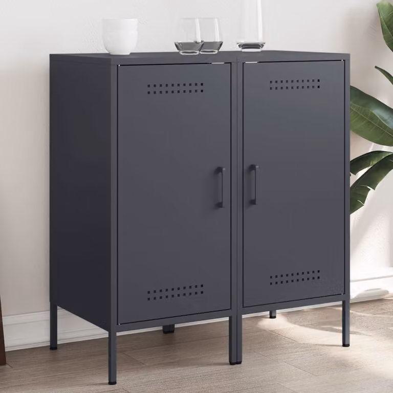 Set di 2 credenze vidaXL in metallo stile industrial colore antracite opaco L/P/H: 36 x 39 x 79 cm