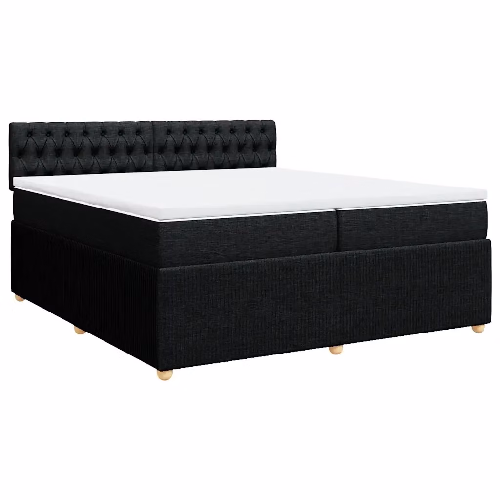 Letto Ibrido vidaXL con Giroletto a Molle e Materasso in Tessuto Nero e Bianco L/P: 200 x 200 cm – 2