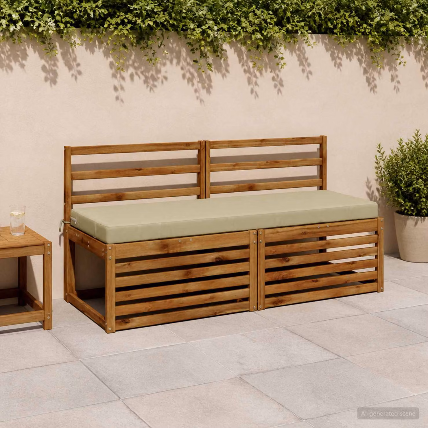 Set di 2 cuscini per panchina vidaXL SOEST in poliestere, disponibili in verde o beige, con fodera rimovibile e resistente ai raggi UV