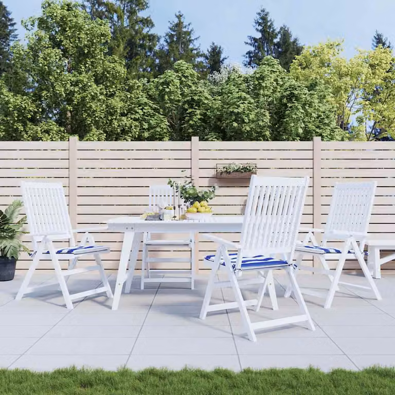 Set di 2 cuscini per sedia vidaXL a strisce bianche e blu, modello quadrato in tessuto traspirante e idrorepellente, L/P/H: 50 x 50 x 3 cm