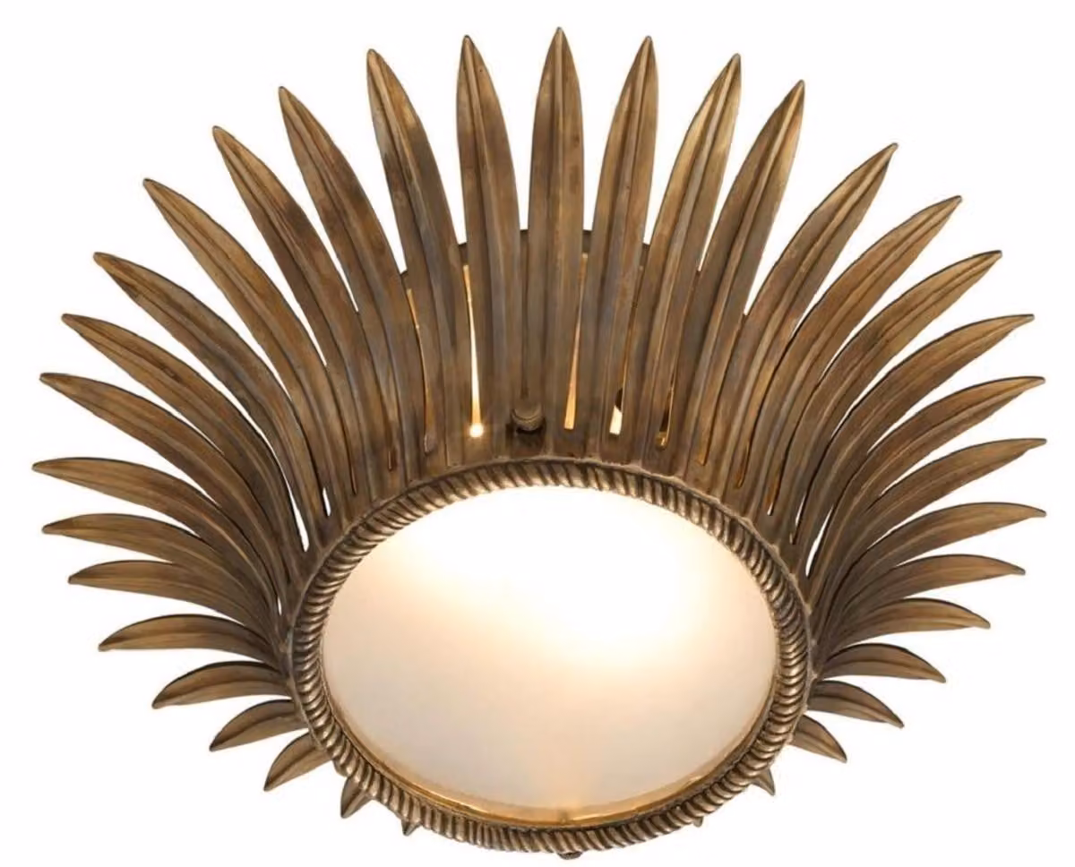 Casa Padrino plafoniera con design a girasole in ottone vintage / bianco Ø 43 x H. 16,5 cm - lampada di design