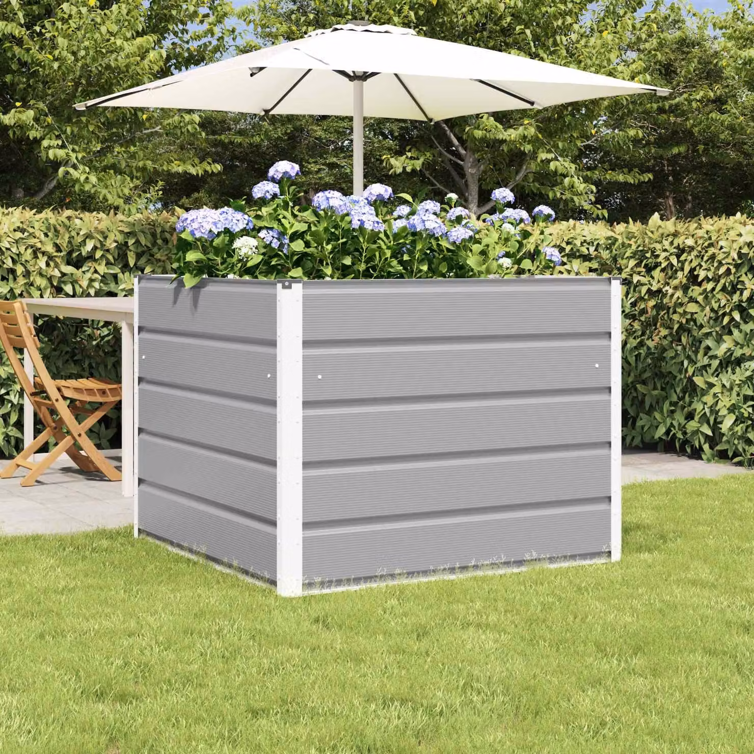 Fioriera vidaXL in acciaio grigio, L 100 x P 100 x H 75 cm