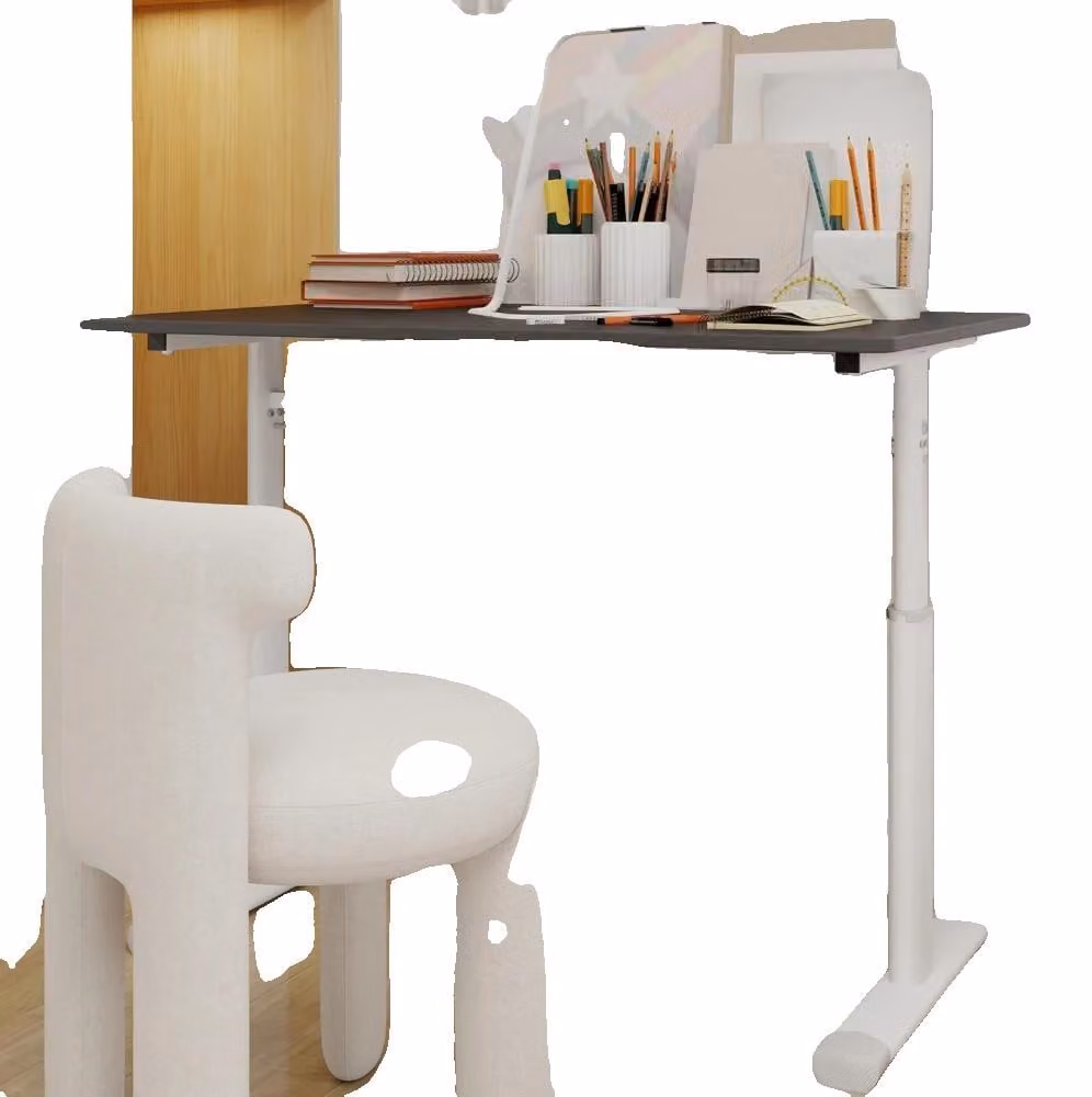 Scrivania regolabile, regolabile in altezza, design multifunzionale, grigio + 60×100 cm