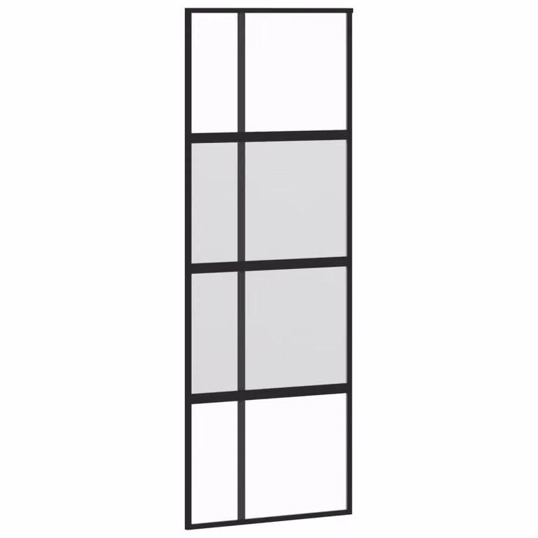 Porta Scorrevole Nera 76x205 cm in Vetro Temperato e Alluminio