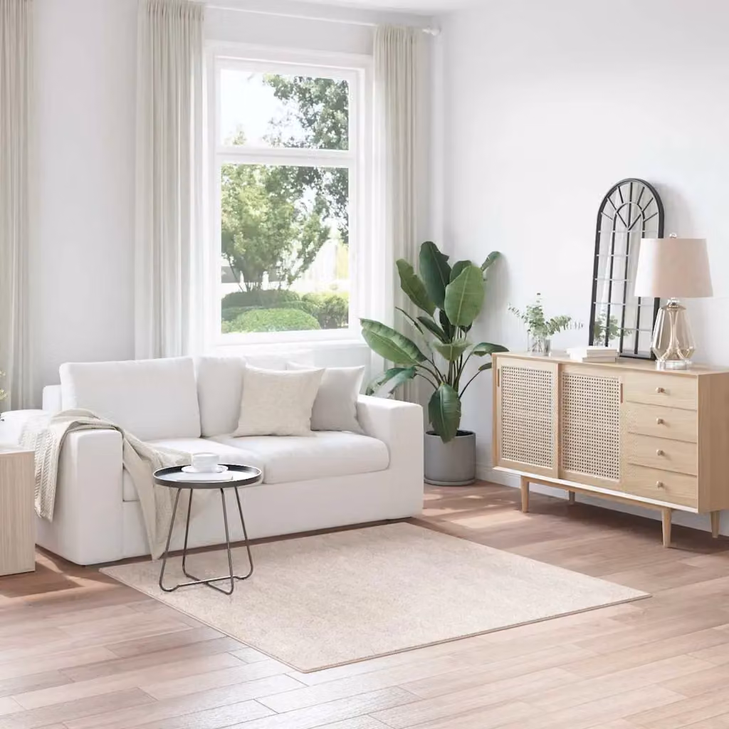 Tappeto Shaggy vidaXL Antiscivolo e Lavabile in Polipropilene, Beige, 160 x 160 cm
