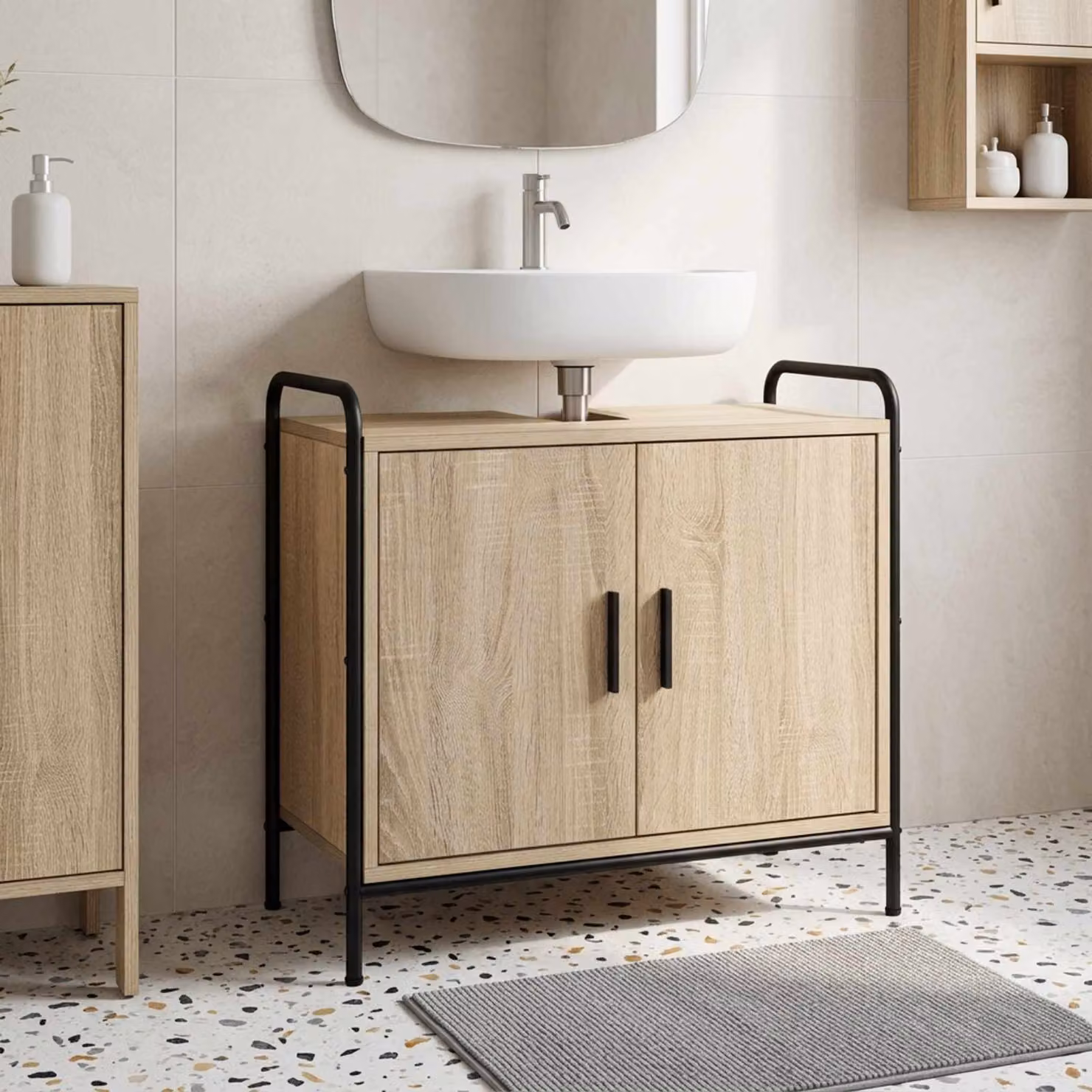 vidaXL Mobile da Bagno Rovere Sonoma 65,5 x 34 x 61 cm