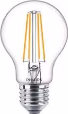 Lampadina LED Philips a goccia con filamento, attacco E27, 7 W, 806 lumen, luce bianco caldo, vetro trasparente