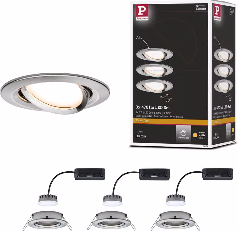 Paulmann Luce da incasso LED Nova Plus set base orientabile