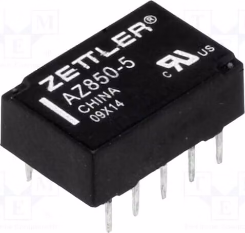 1 relè: bobina elettromagnetica, alimentazione: 5 VDC, 0,5 A / 125 VAC, 1 A, modello AZ850-5
