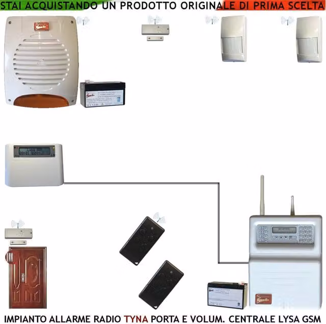 Impianto di Allarme Securvera Tyna con Centrale Radio Filo GSM, Tastiera Remota, Sirena Lampeggiante Esterna e 2 Radiocomandi, Colore Bianco