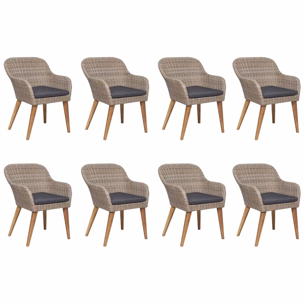 vidaXL set da pranzo da giardino 9 pezzi marrone